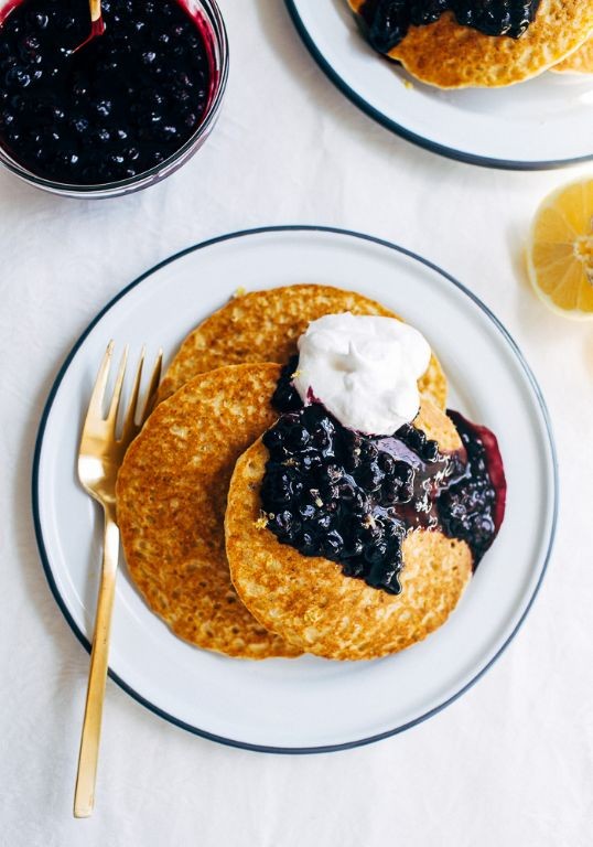 Blueberry Hoe Cakes with Lemon Glaze