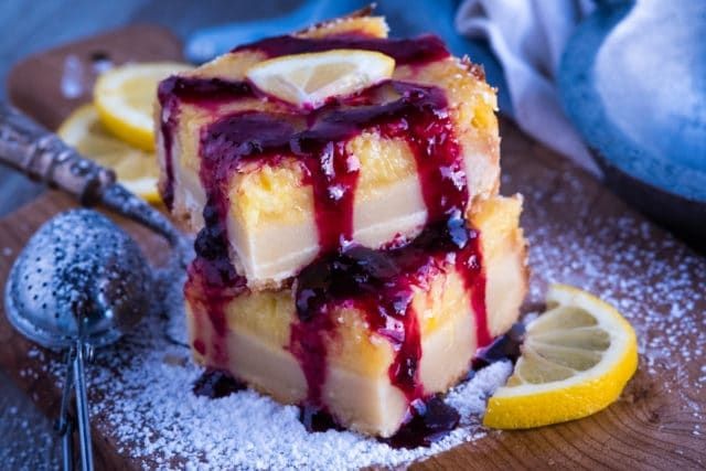 Blueberry Lemon Bars with Zesty Glaze