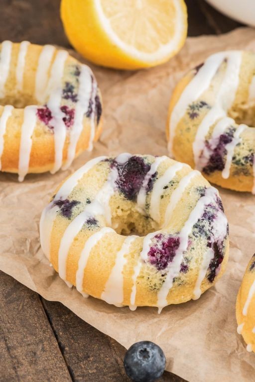 Blueberry Lemon Cake Donuts with a Citrus Glaze