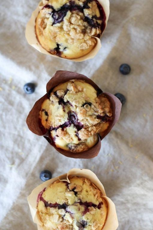 Blueberry Lemon Sweet Sourdough Muffins