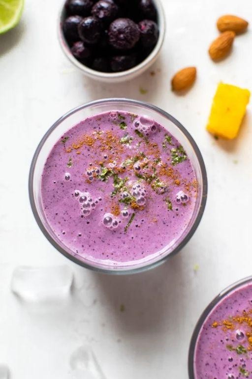 Blueberry Mango Lassi with Honey Drizzle