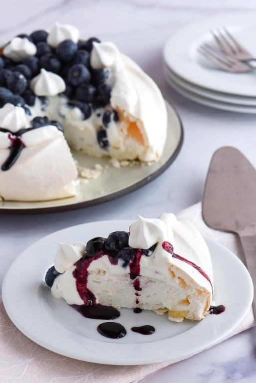 Blueberry Pavlova with Whipped Cream