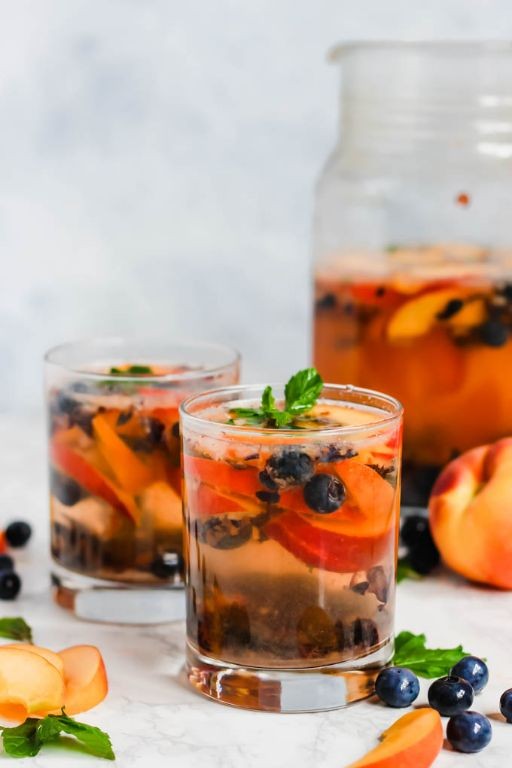Blueberry Peach Sangria for a Crowd