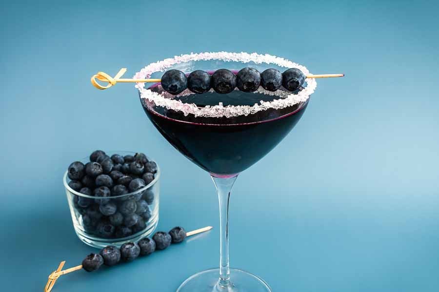 Blueberry Raspberry Martini with a Berry Medley