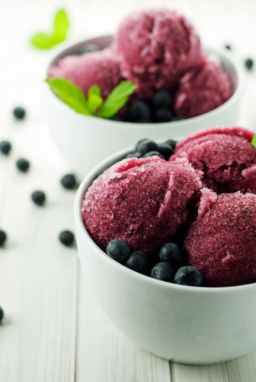 Blueberry Sorbet with Fresh Mint