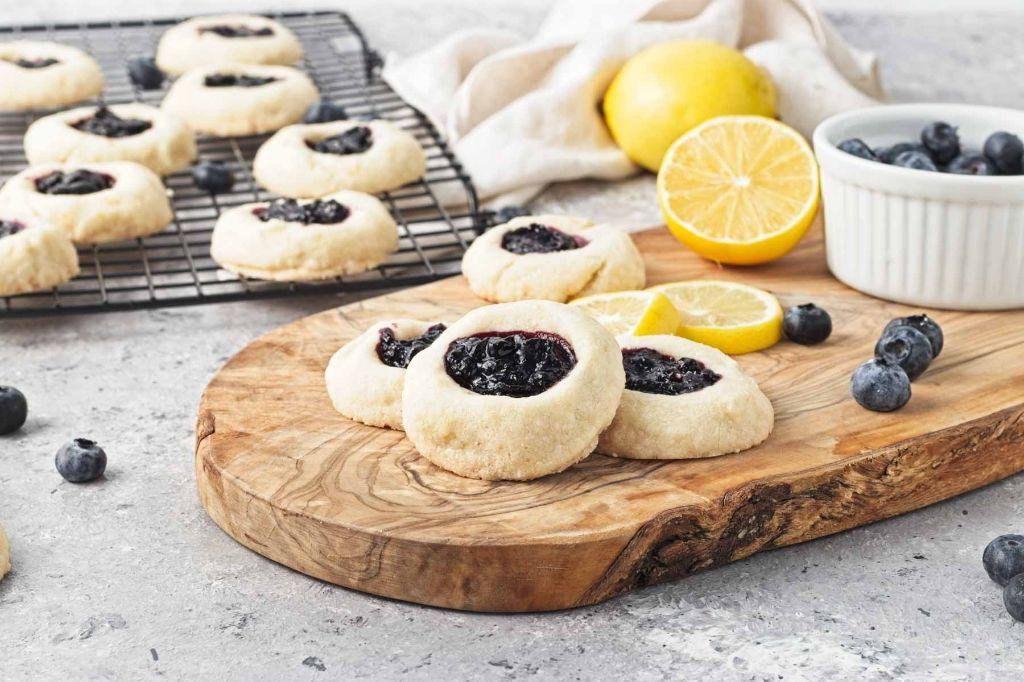 Blueberry and Lemon Curd Thumbprint Cookies