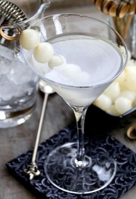 Bone Dry Martini with Pickled Onion Garnish