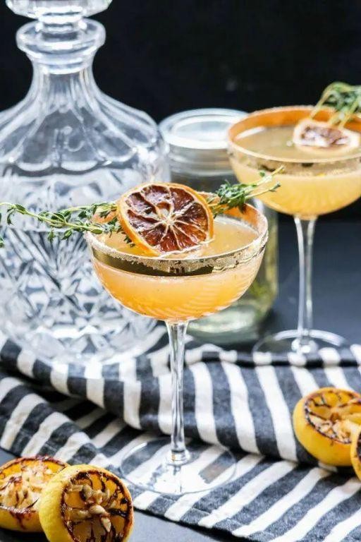 Bone Dry Martini with a Charred Lemon Wheel