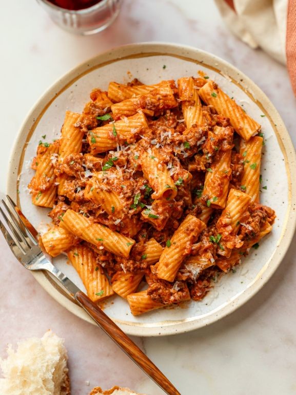 Bone-Shaped Rigatoni with Spicy Sausage