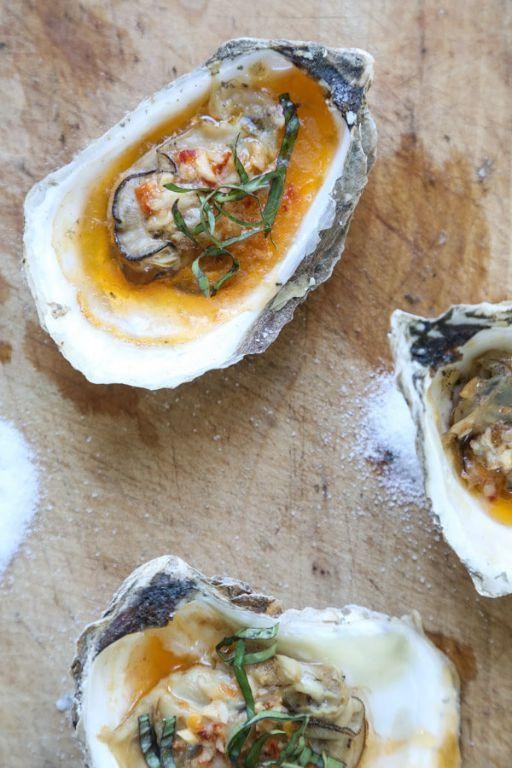 Bourbon Glazed Grilled Oysters