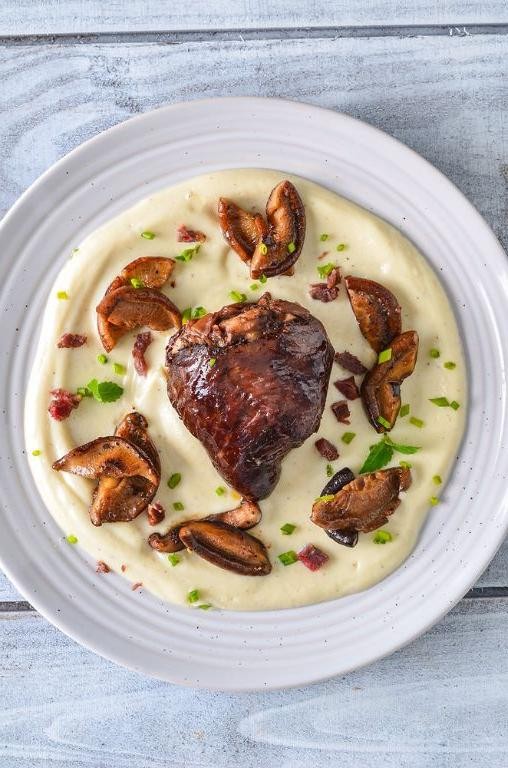 Braised Deer Heart with Mushrooms and Thyme