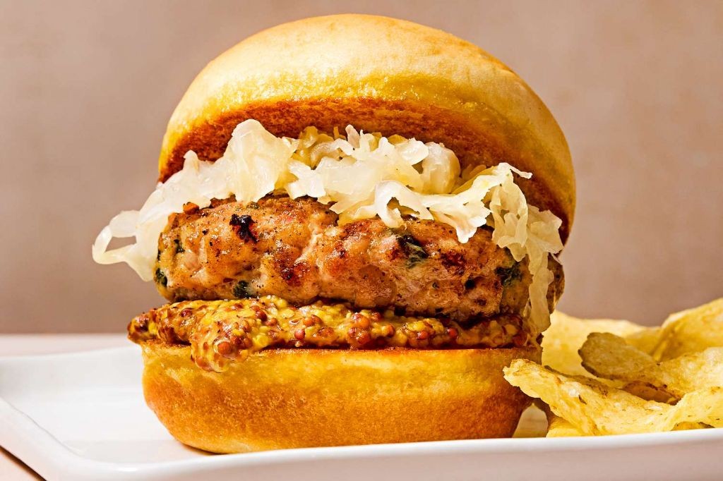 Bratwurst sliders with sauerkraut