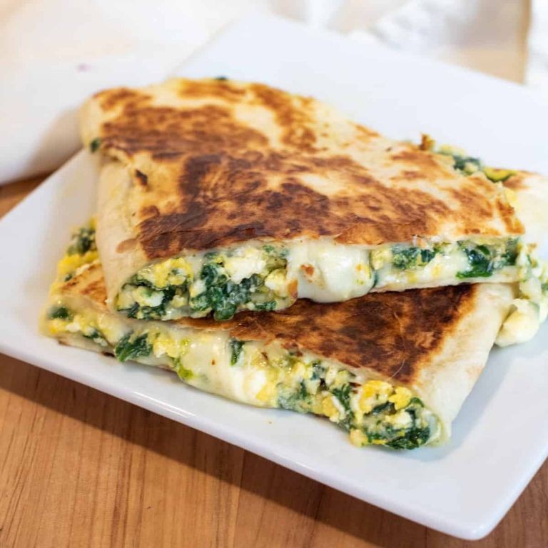 Breakfast Quesadilla with Spinach and Cheese