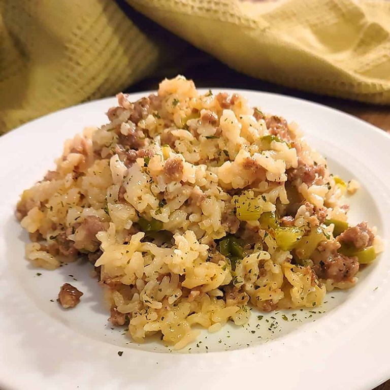 Breakfast Rice Casserole with Sausage