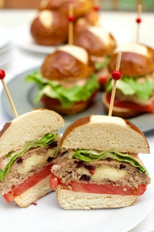 Brie and Cranberry Stuffed Turkey Burgers