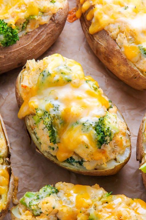 Broccoli and Cheddar Stuffed Potatoes