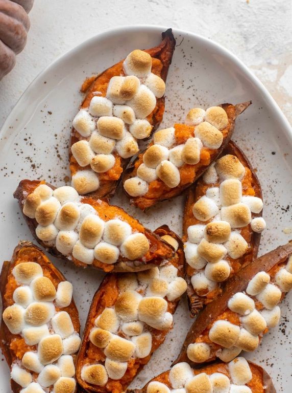 Brown Sugar Marshmallow Baked Sweet Potatoes