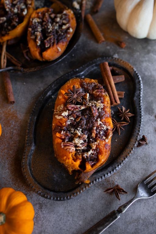 Brown Sugar Pecan Stuffed Sweet Potatoes