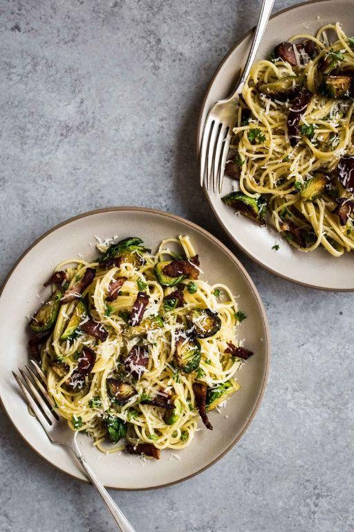 Brussels Sprouts and Bacon Pasta