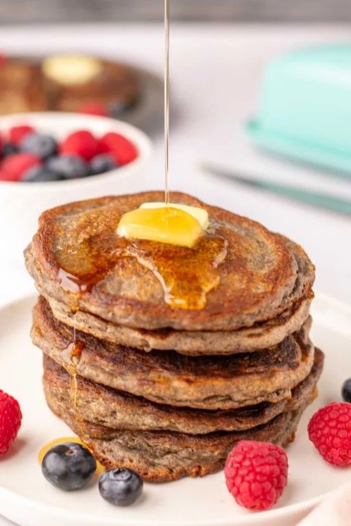 Buckwheat pancakes with maple syrup