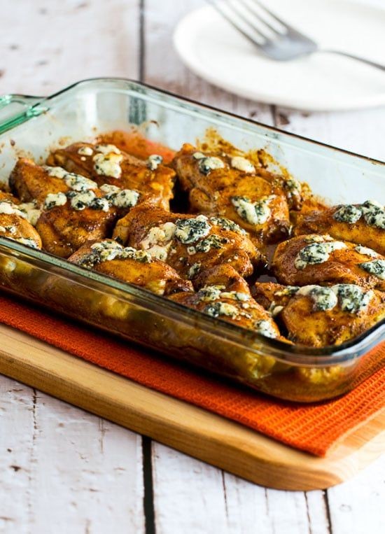 Buffalo Baked Chicken Breast with Blue Cheese Dressing