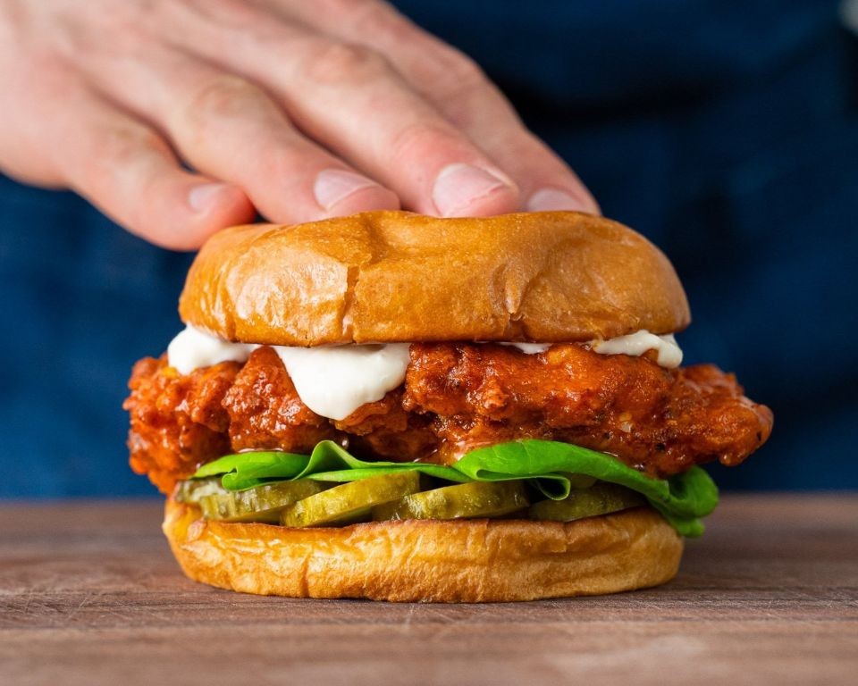 Buffalo Chicken Burger with Blue Cheese Dressing