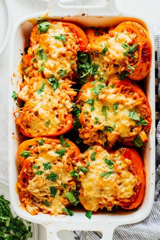 Buffalo Chicken Stuffed Peppers with Quinoa Rice