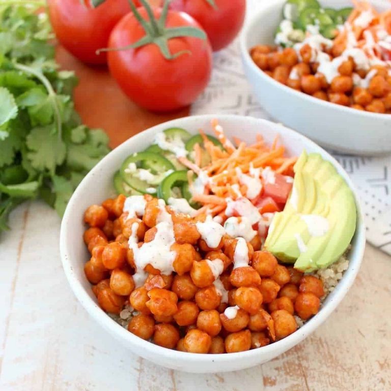 Buffalo Chickpea Buddha Bowl with Ranch Dressing