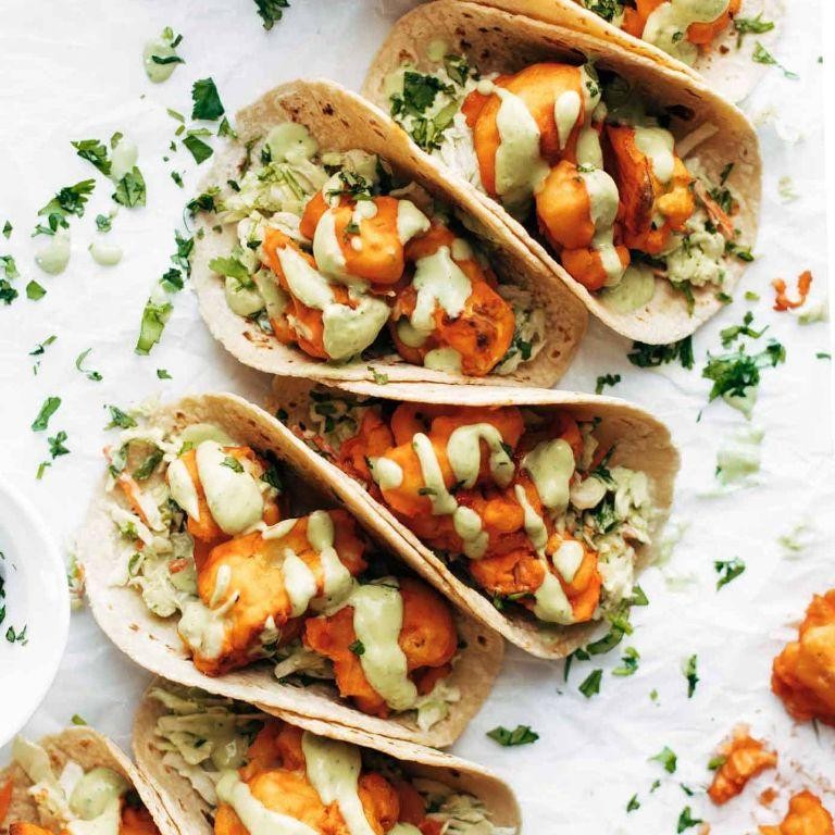 Buffalo Tacos with Avocado Crema