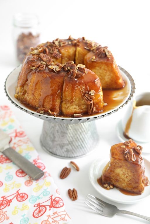 Butter Pecan Angel Food Cake with Caramel Sauce