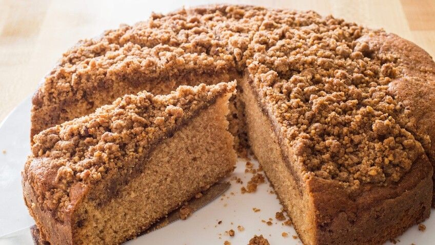 Butter Pecan Coffee Cake with Cinnamon Streusel