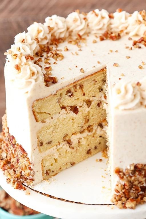 Butter Pecan Layer Cake with Vanilla Buttercream