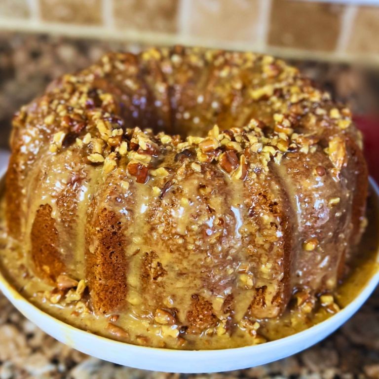 Butter Pecan Pound Cake with Caramel Drizzle