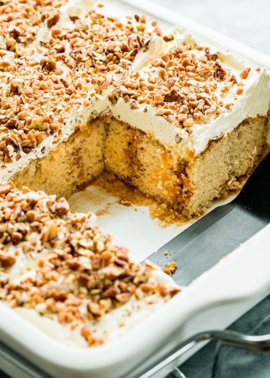 Butter Pecan Tres Leches Cake with Dulce de Leche