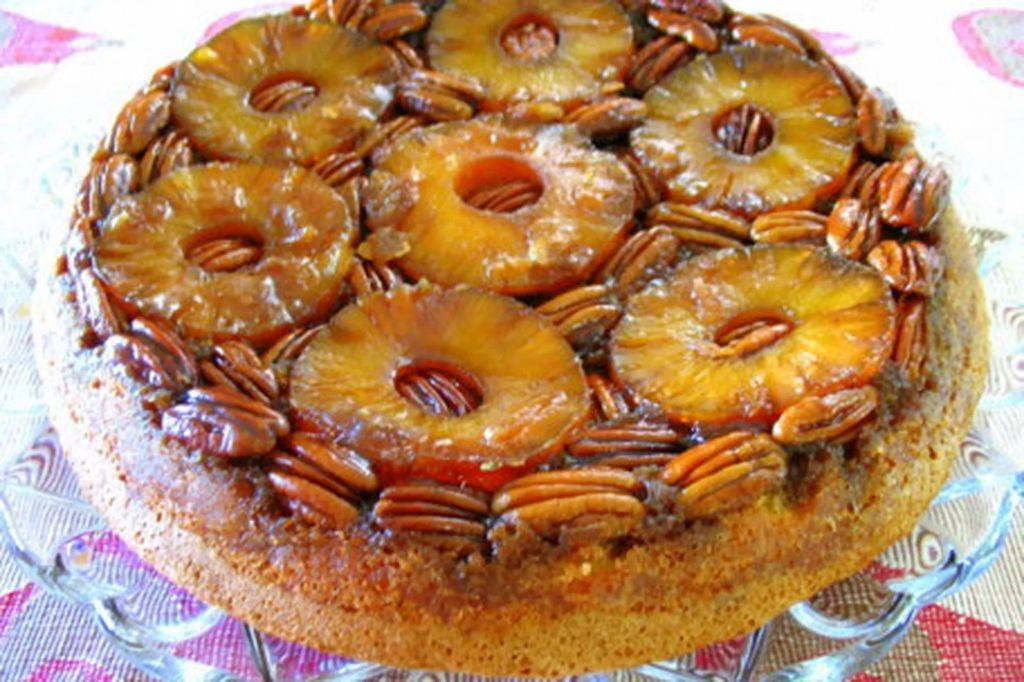 Butter Pecan Upside-Down Cake with Pineapple