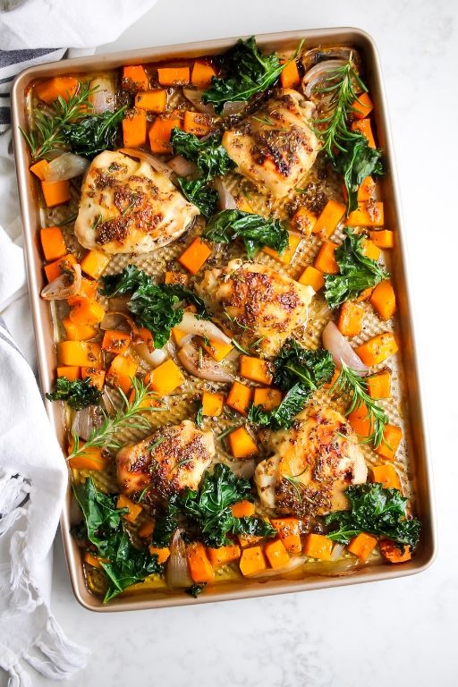Butternut Squash and Chicken Sheet Pan Dinner