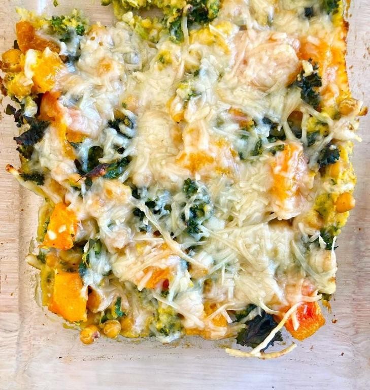 Butternut Squash and Kale Casserole with Parmesan