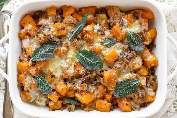 Butternut Squash and Sausage Casserole