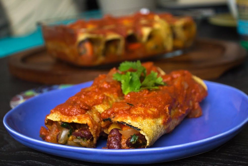 Butternut Squash and Sweet Potato Enchiladas