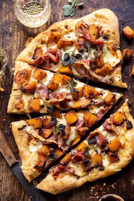 Butternut Squash and Sweet Potato Pizza with Caramelized Onions
