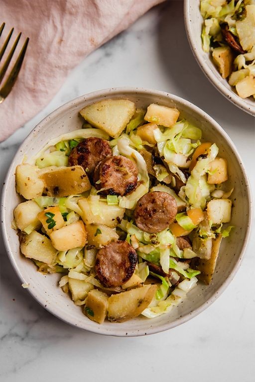 Cabbage and Sausage Breakfast Skillet