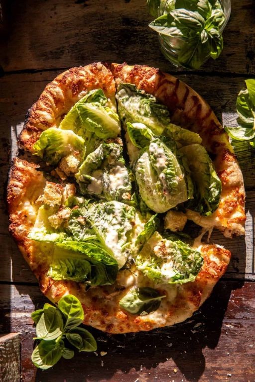 Caesar Salad Pizza with Garlic Butter Crust