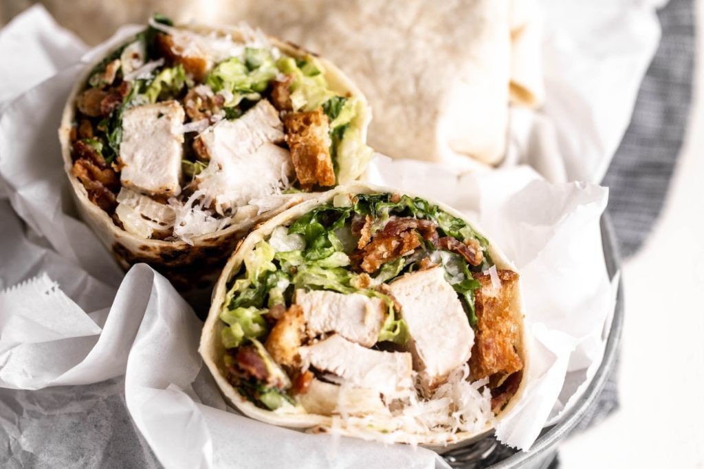 Caesar Salad Wraps with Grilled Chicken