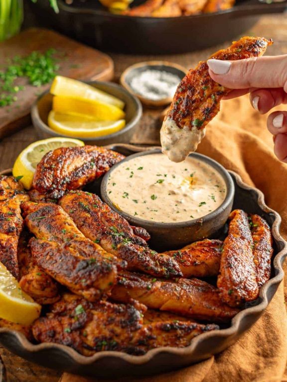 Cajun Blackened Chicken Chunks with Remoulade