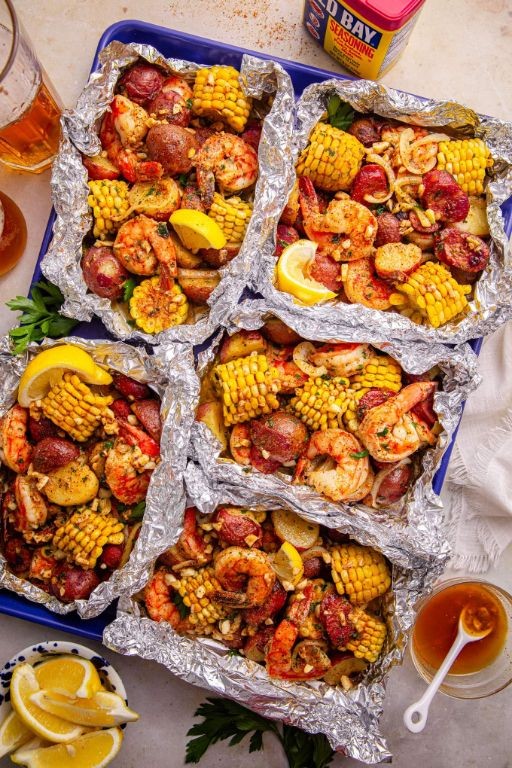 Cajun Corn and Shrimp Grill Basket