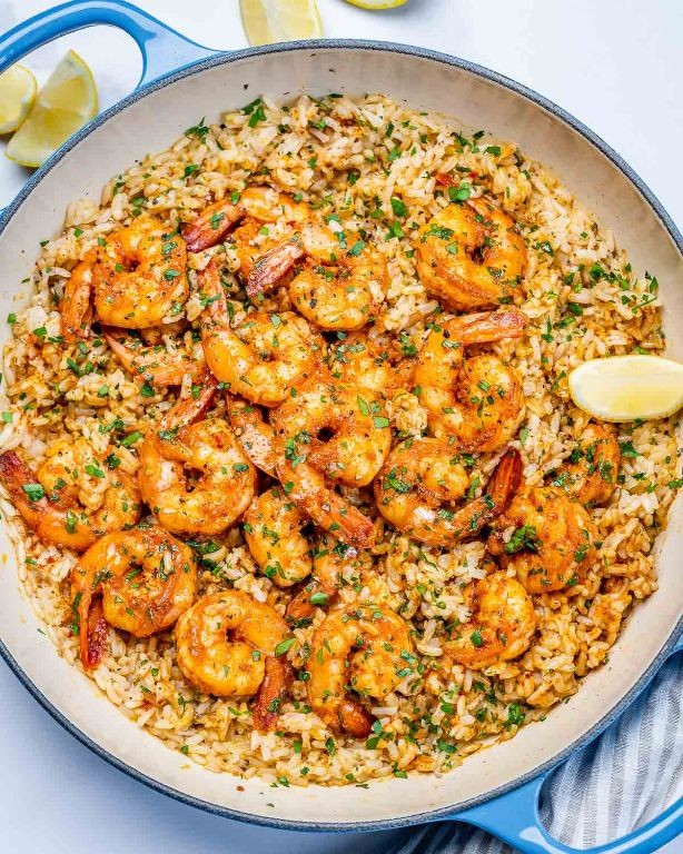 Cajun Rice with Garlic Butter Shrimp