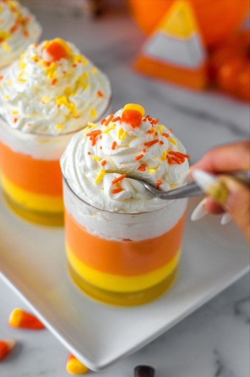Candy Corn Parfait with Vanilla Pudding
