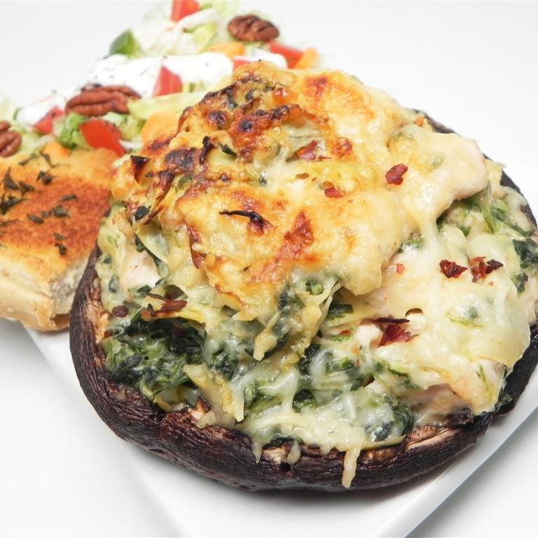 Canned Chicken and Spinach Stuffed Portobellos