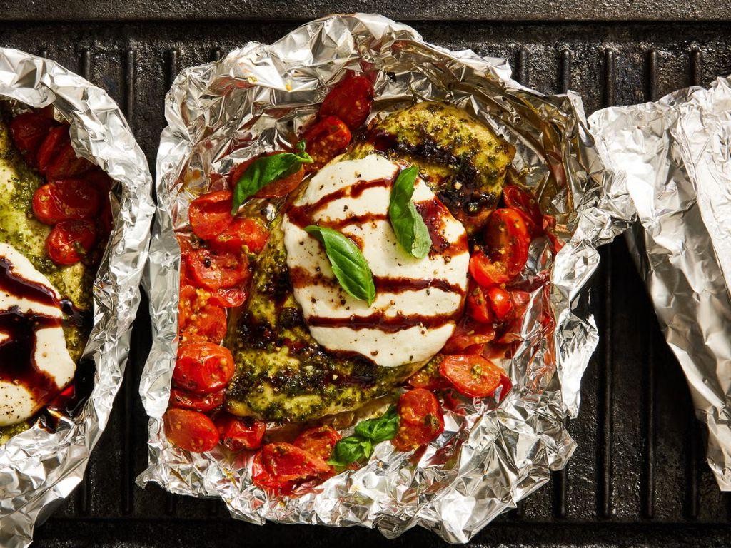 Caprese Chicken Foil Pack with Balsamic Glaze
