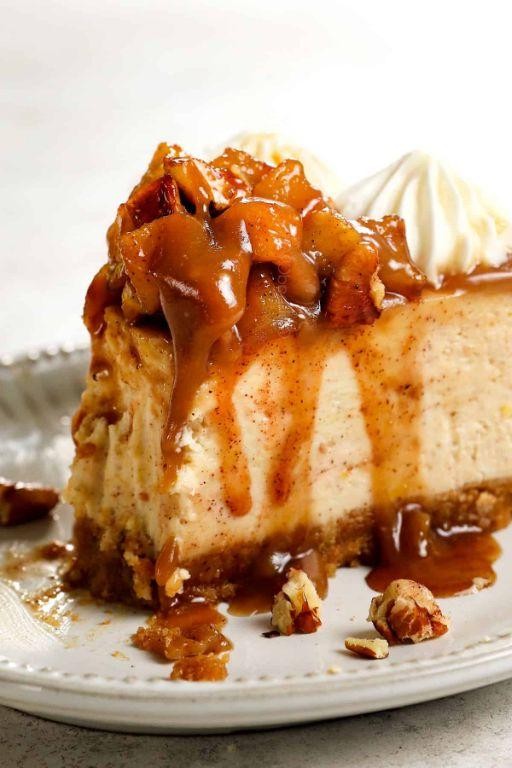 Caramel Apple Cheesecake with Sour Cream Layer